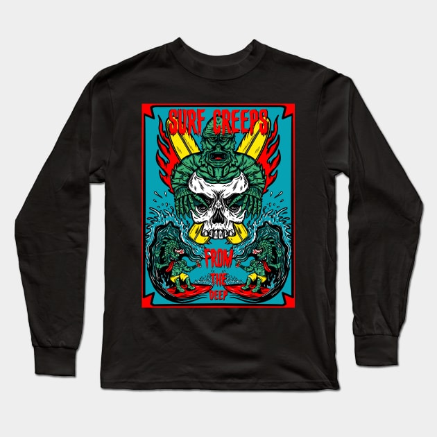 Surf Creeps Long Sleeve T-Shirt by Cottage 13 Designs